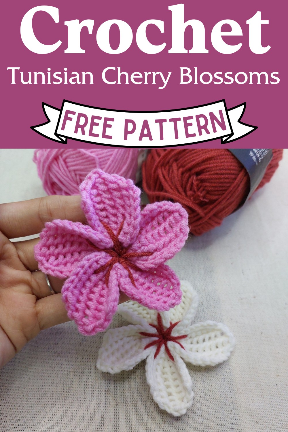 Crochet Tunisian Cherry Blossoms Pattern