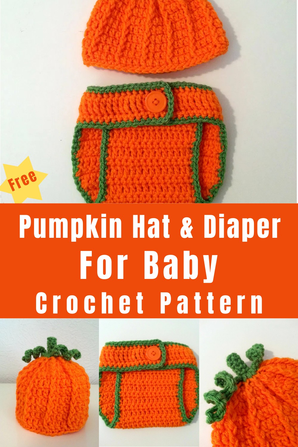 Crochet Pumpkin Hat & Diaper