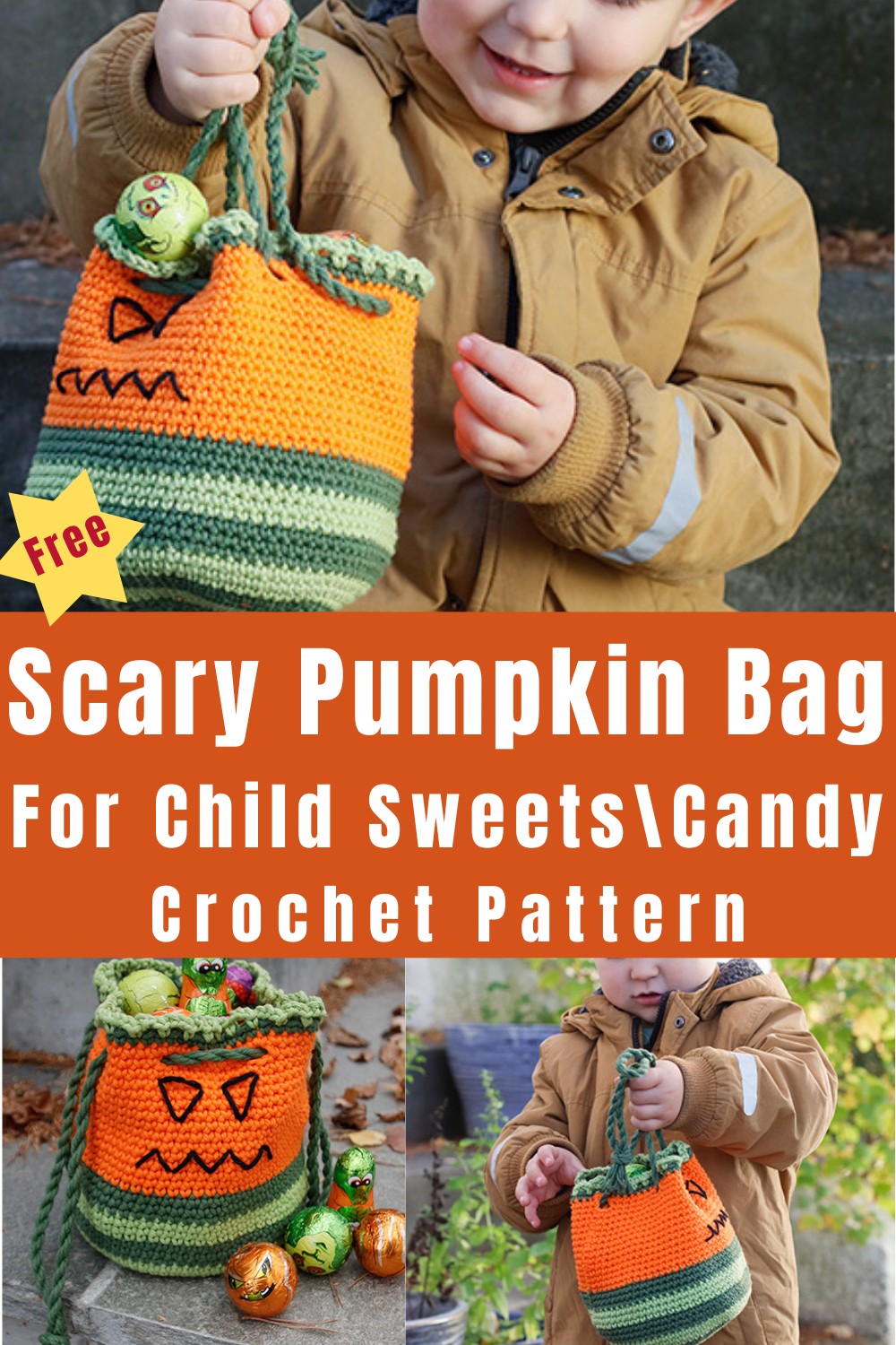 Scary Crochet Pumpkin Bag