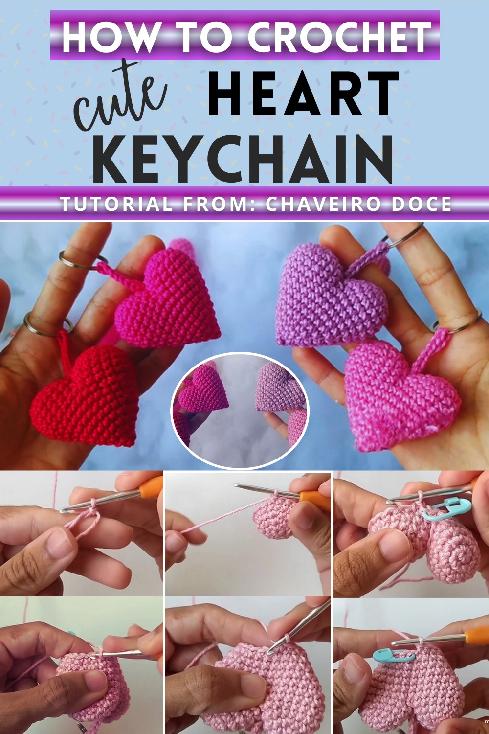 crochet heart keychain