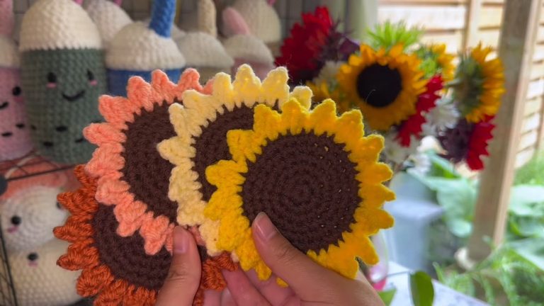 Crochet Sunflower Coaster Pattern For Summer Gatherings