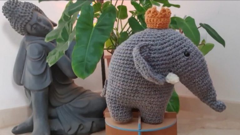 Crochet Amigurumi Elephant With A Crown