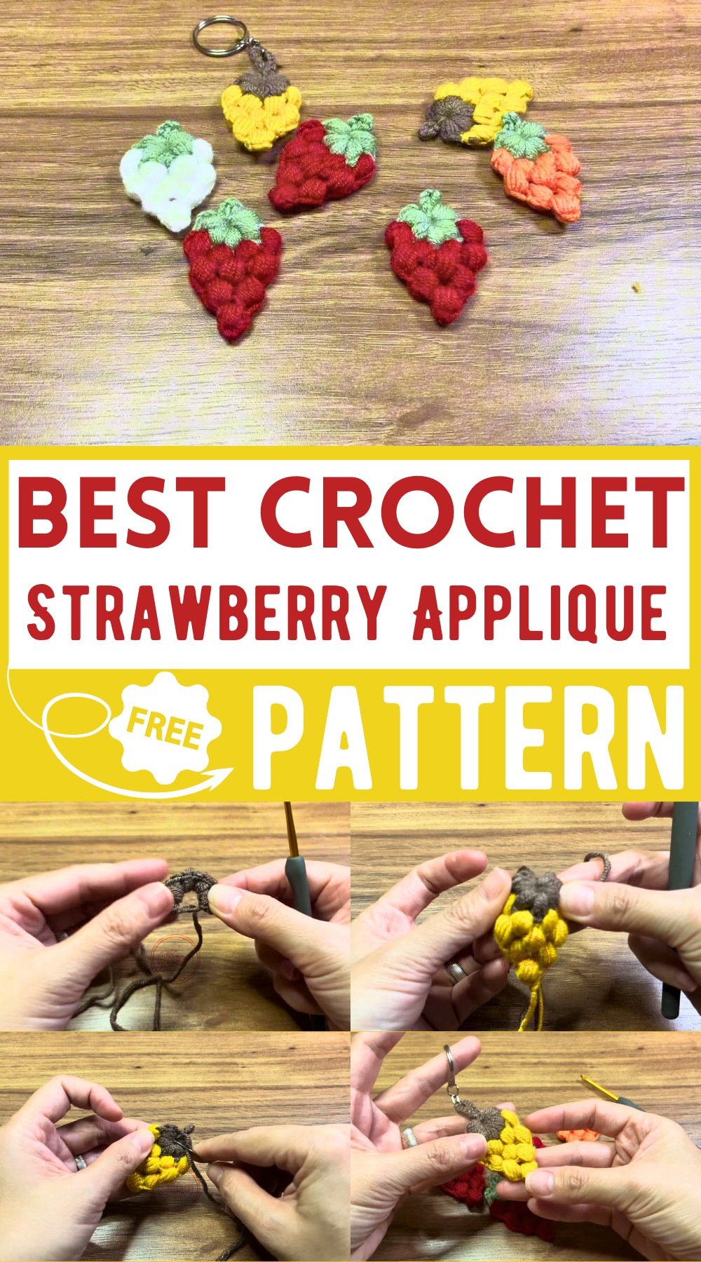 Charming Crochet Strawberry Applique