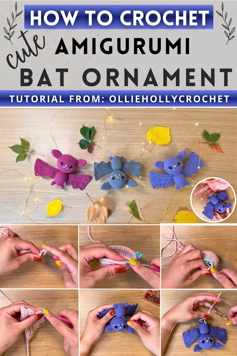 Crochet Amigurumi Bat Ornament