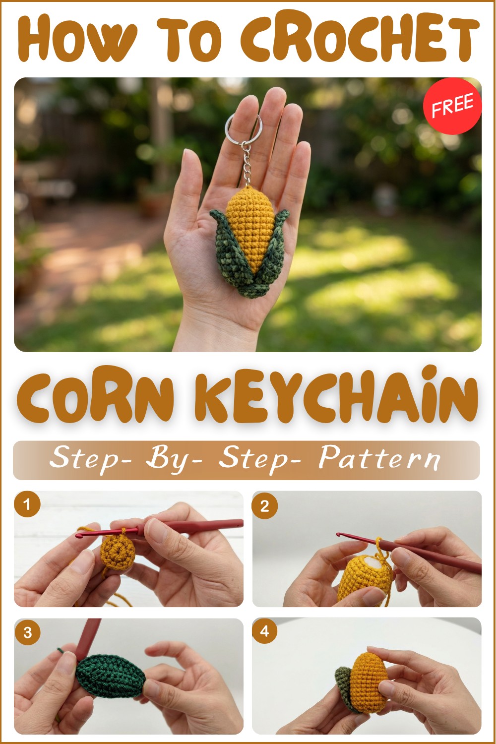Crochet Amigurumi Corn Keychain Pattern Free 1
