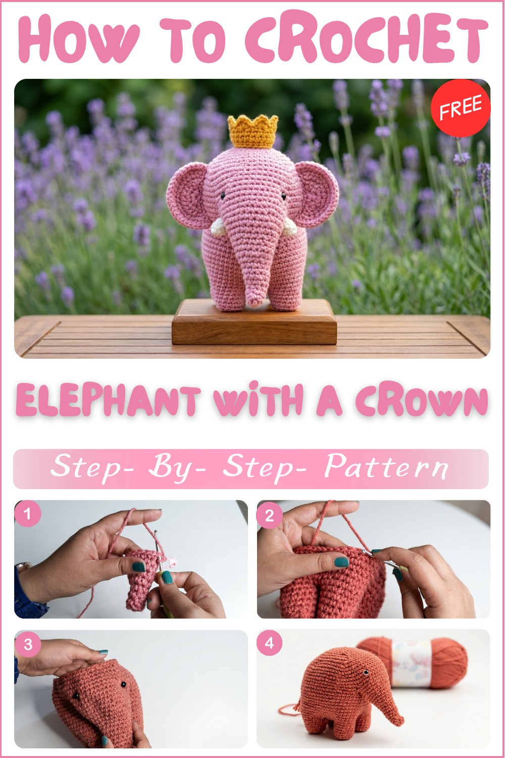 Crochet Amigurumi Elephant With A Crown 1