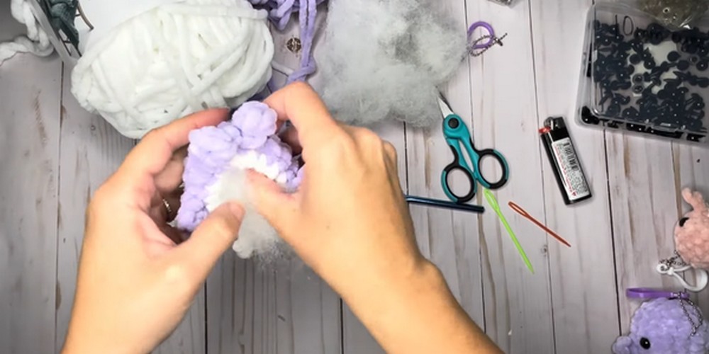 Crochet Baby Whale Keychain step 4