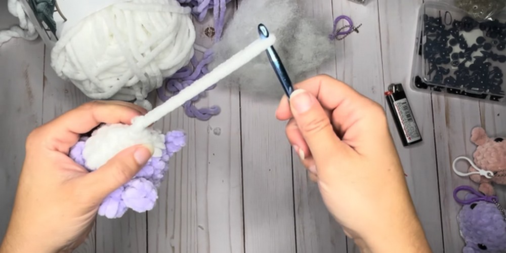 Crochet Baby Whale Keychain step 5