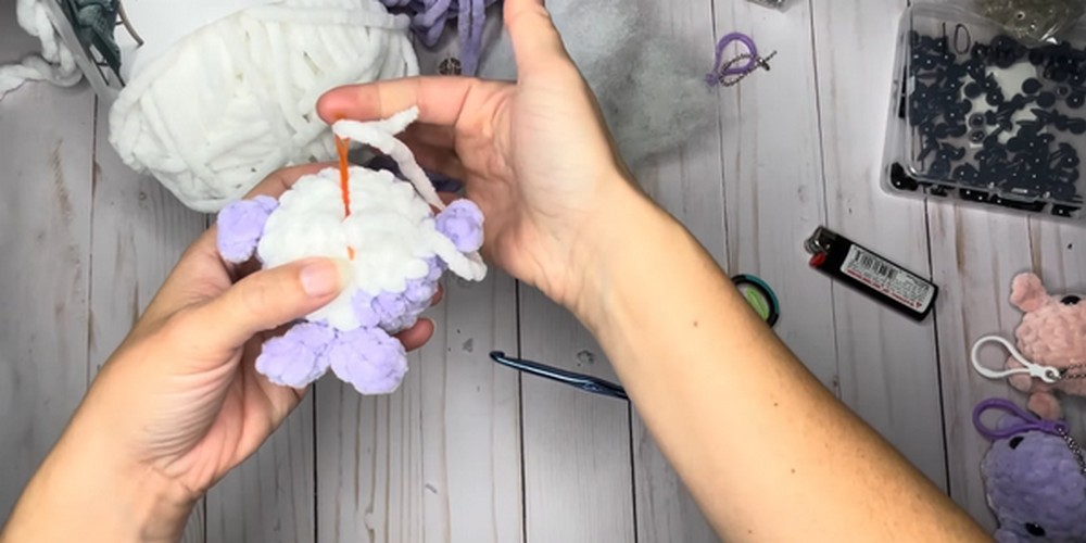 Crochet Baby Whale Keychain step 6