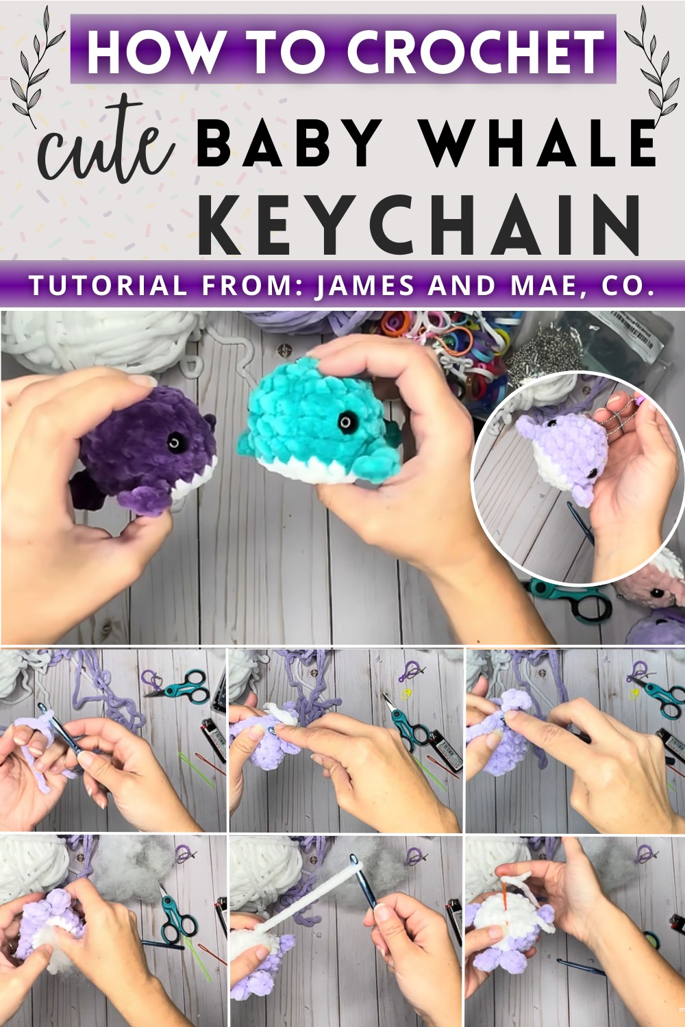 Crochet Baby Whale Keychain