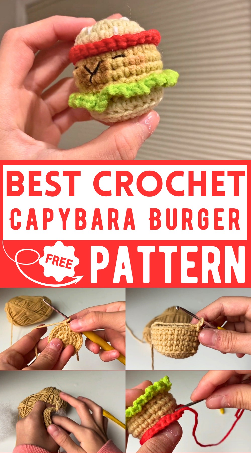 Crochet Capybara Burger Amigurumi Pattern