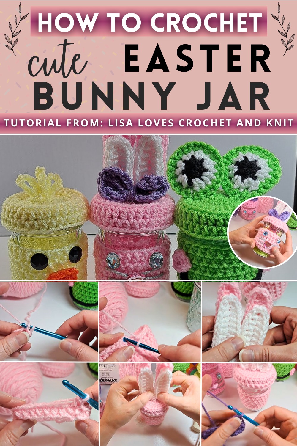 Crochet Easter Bunny Jar Cozy