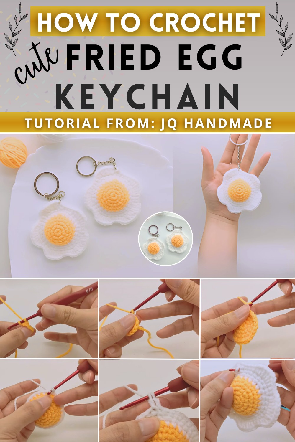 Crochet Fried Egg Keychain