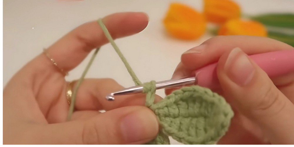 Crochet Headphone Sprout step 4