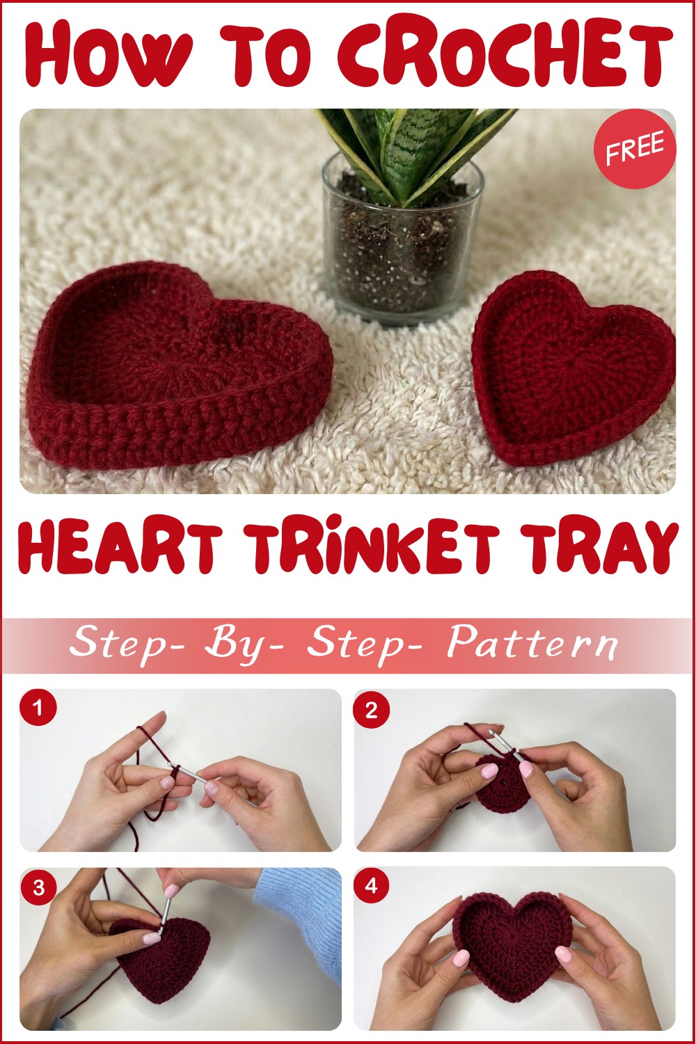 Crochet Heart Trinket Tray Very Easy Beginner Tutorial 1