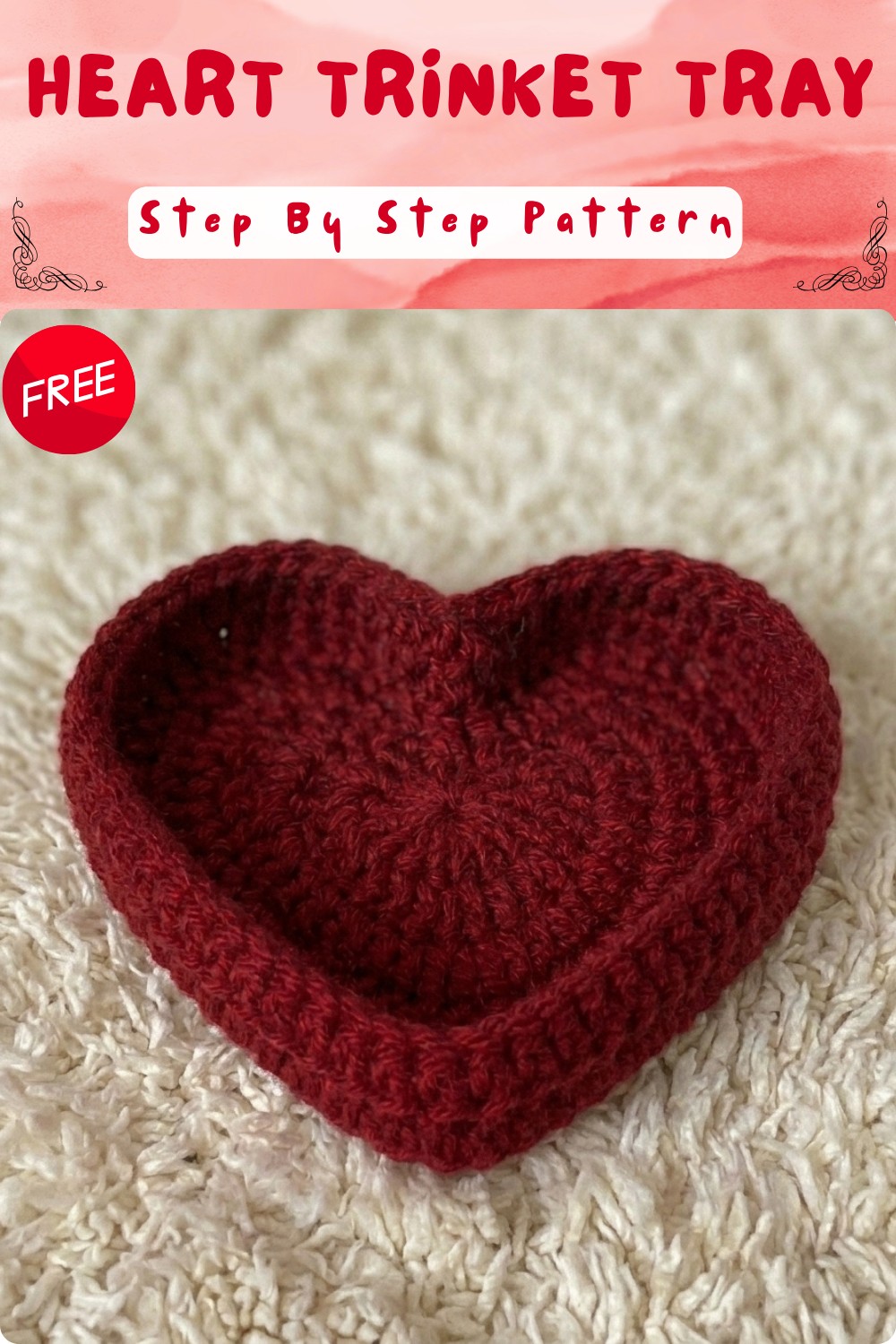 Crochet Heart Trinket Tray Very Easy Beginner Tutorial 8