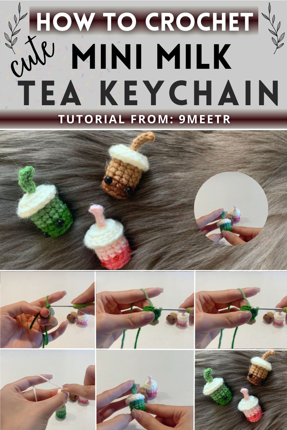Crochet Mini Milk Tea Keychain