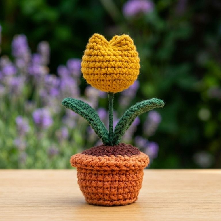 Crochet Mini Tulip Pot Pattern To Spruce Up Your Space 11