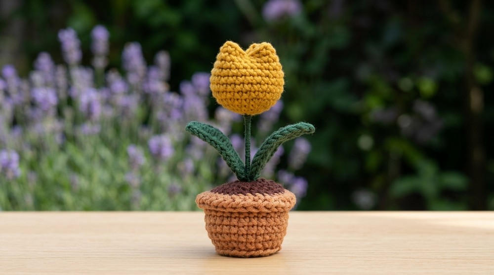 Crochet Mini Tulip Pot Pattern To Spruce Up Your Space 2