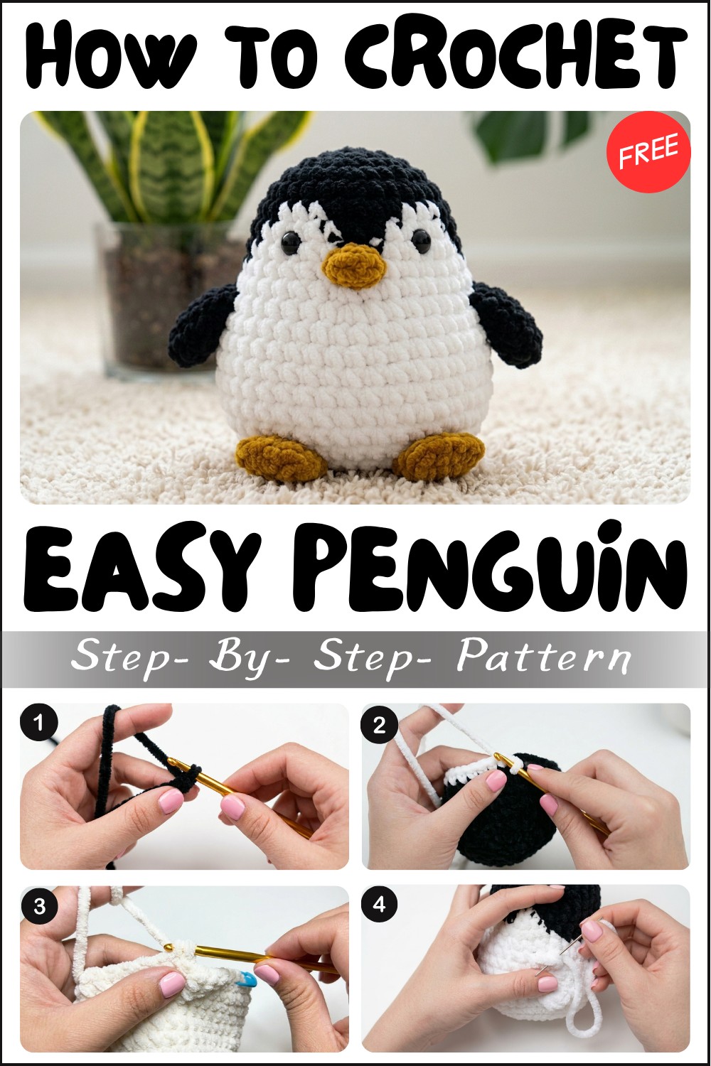 Crochet Penguin easy Amigurumi penguin tutorial beginner friendly 1