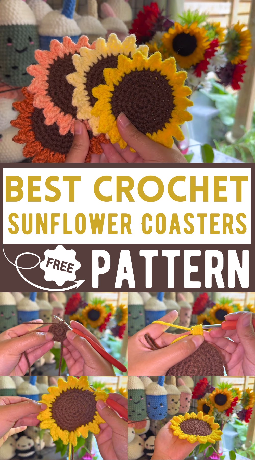 Crochet Sunflower Coasters