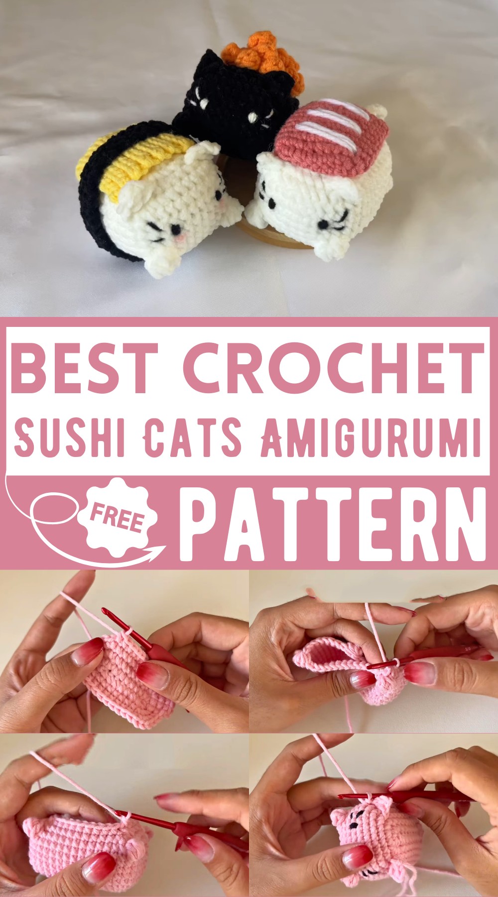 Crochet Sushi Cats Amigurumi Pattern