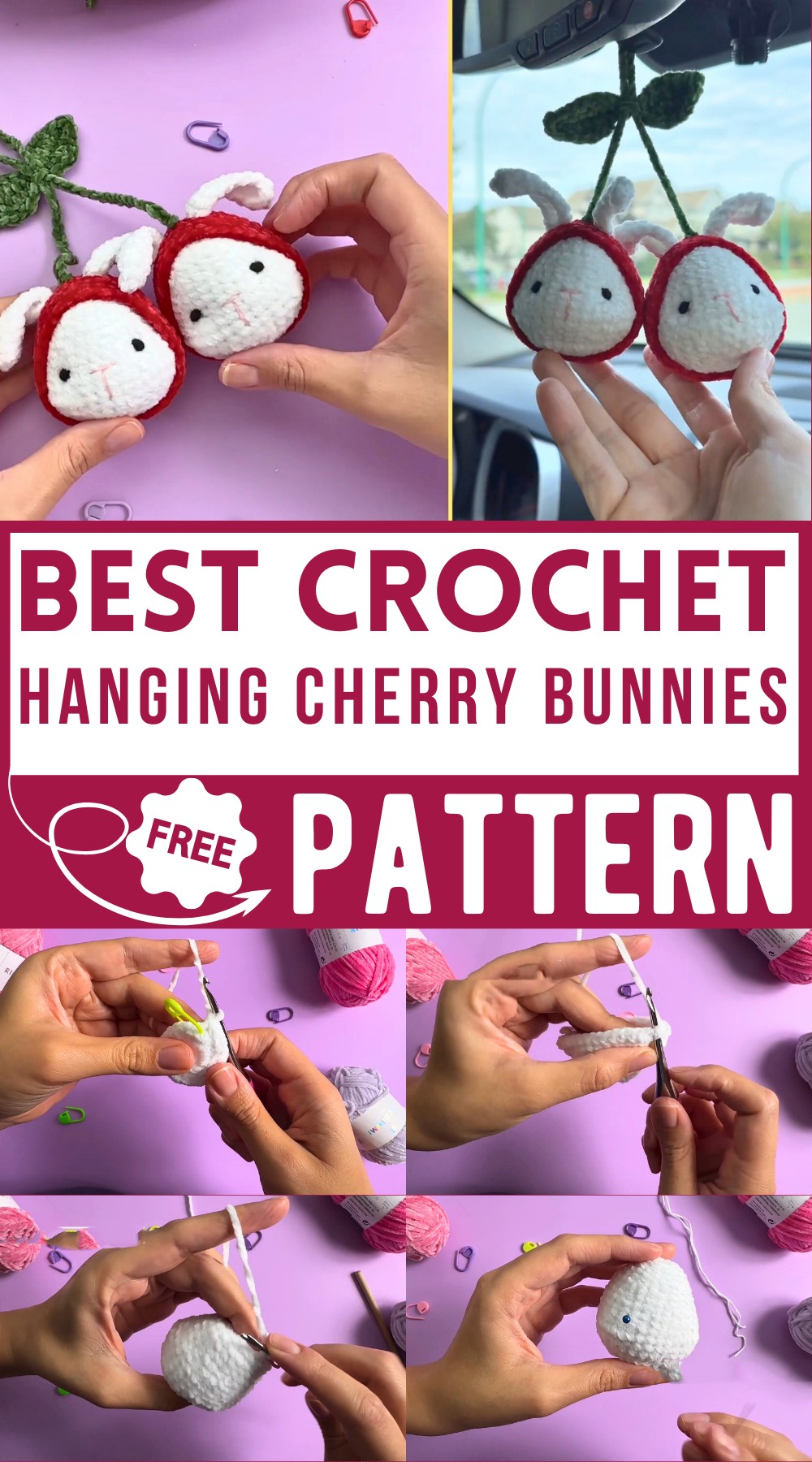 Crochet The Hanging Cherry Bunnies 1