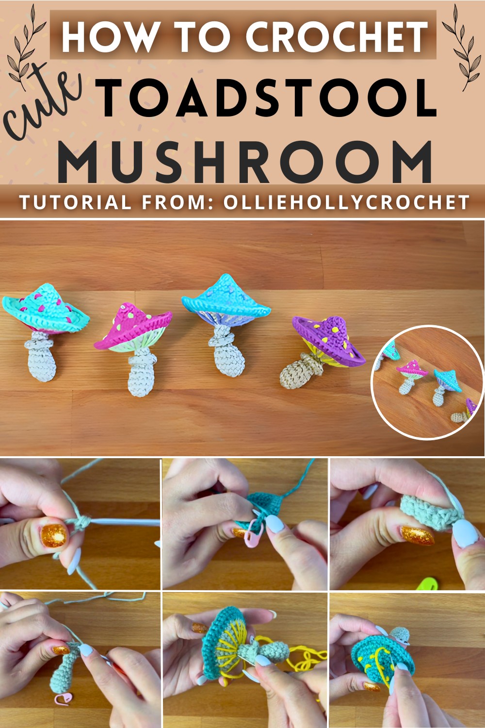 Crochet Toadstool Mushroom Halloween Ornament