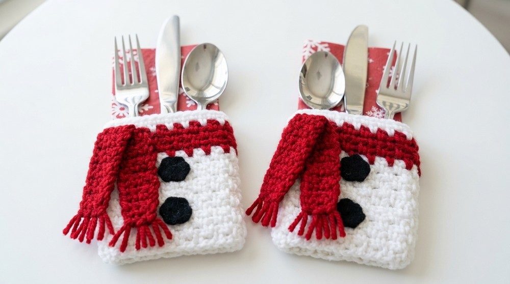 Festive Crochet Snowman Napkin Holders Pattern
