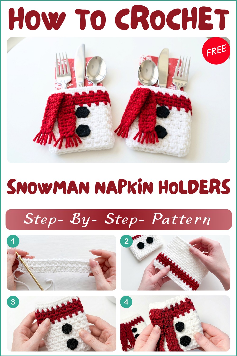Festive Crochet Snowman Napkin Holders Pattern