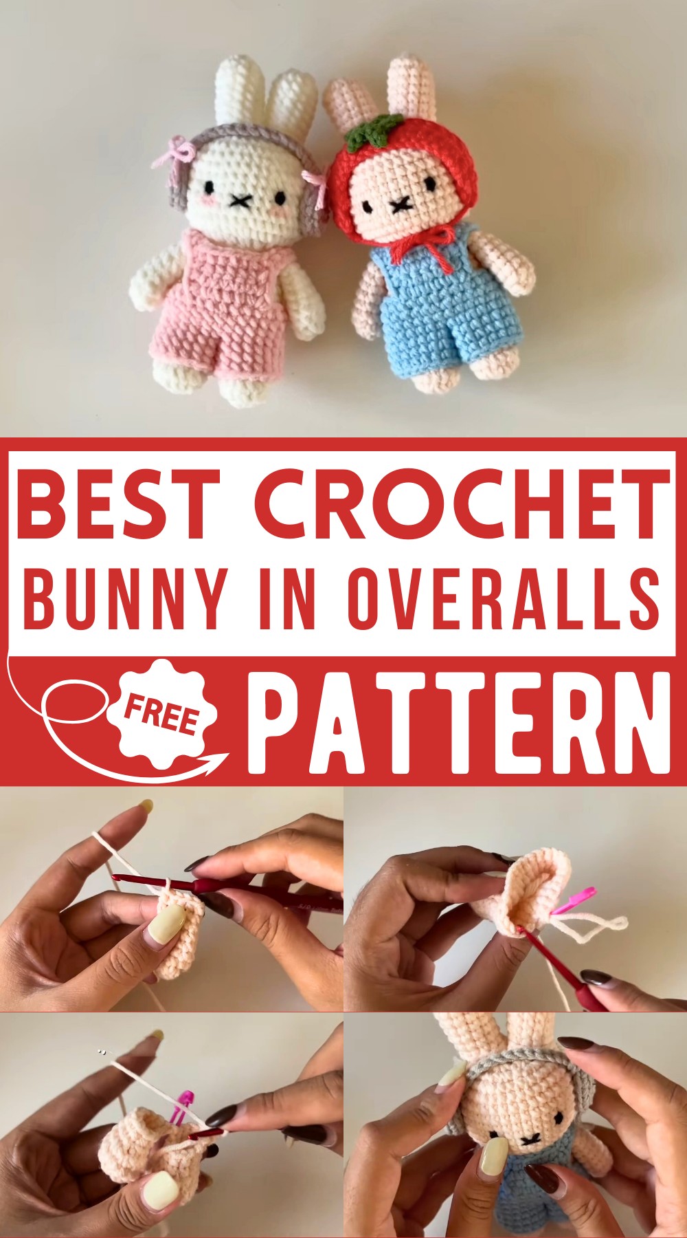 How To Crochet Cute Bunny in Overalls