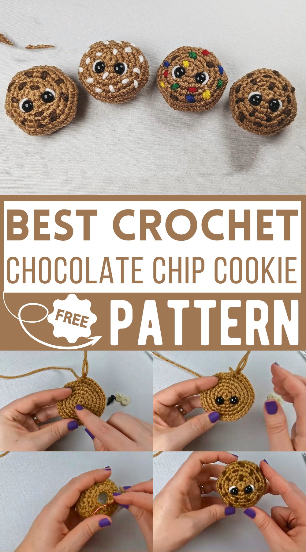 How to Crochet a Chocolate Chip Cookie