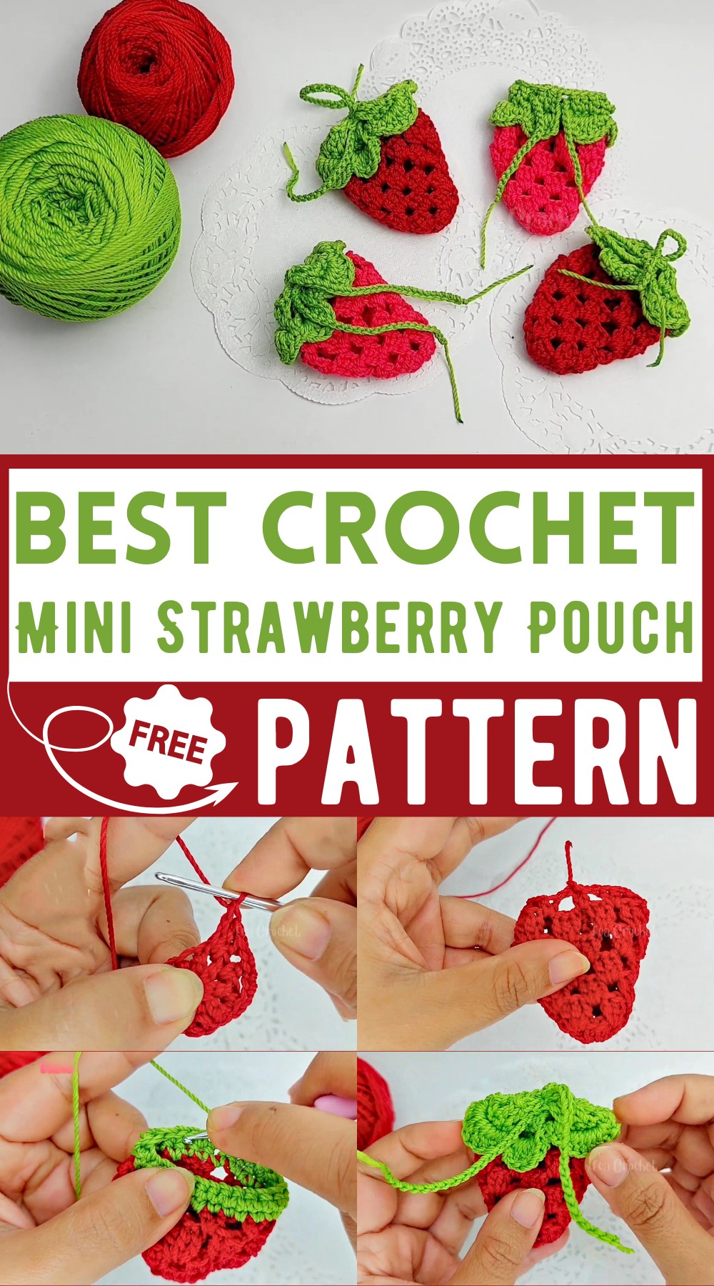 Mini Strawberry Crochet Pouch