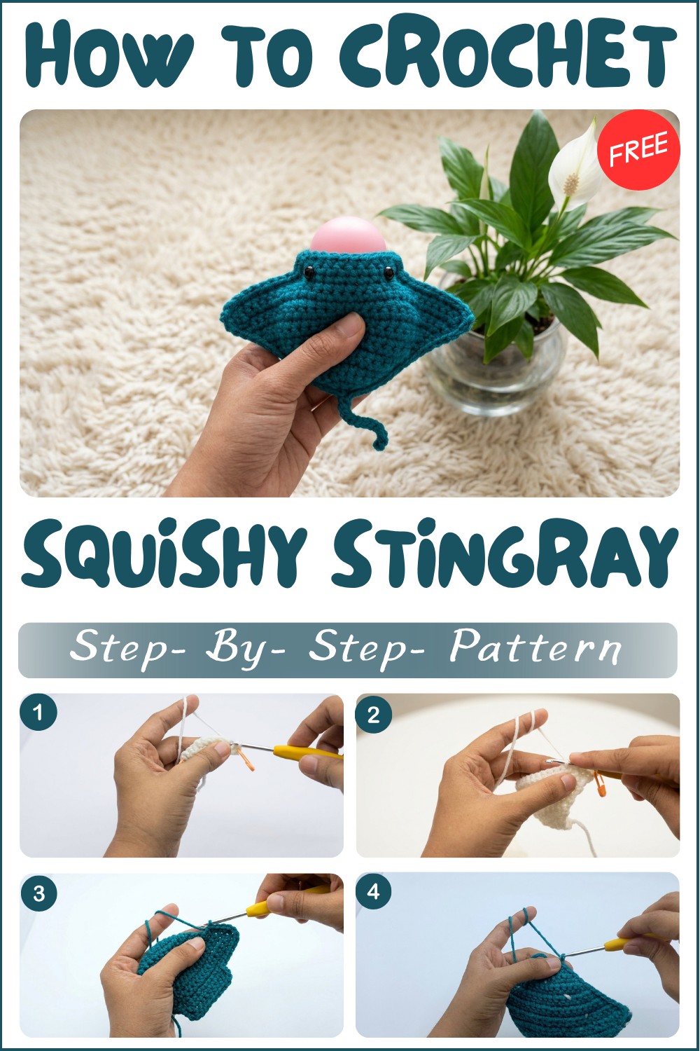 Unique Stuffed Crochet Squishy Stingray Amigurumi Pattern 1