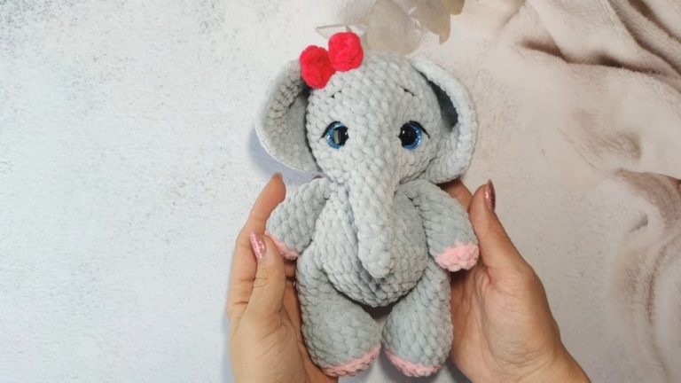 Fluffy Crochet Elephant With Bow Pattern