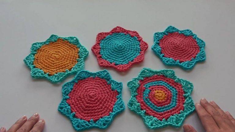 Colorful Crochet Coaster Patterns With Yarn Scraps