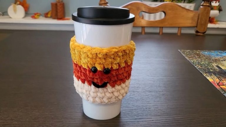 Fluffy Crochet Candy Corn Cup Cozy Pattern
