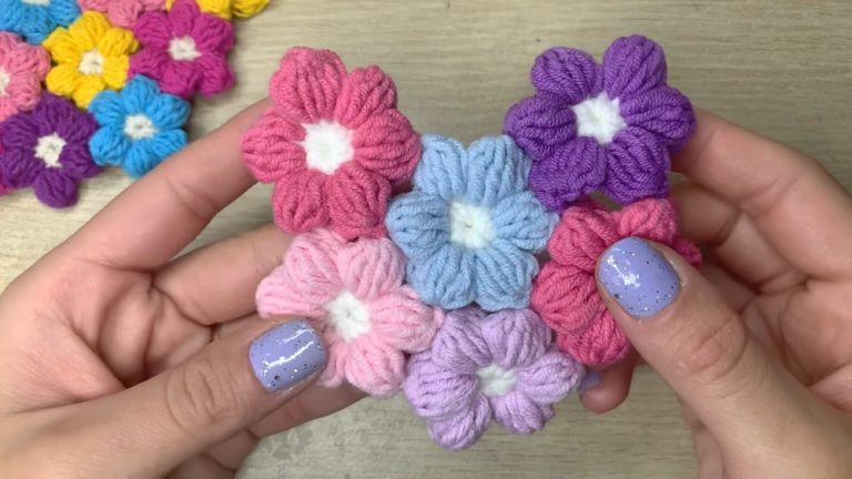 Crochet Flower Puff Stitch Pattern For Crochet Projects
