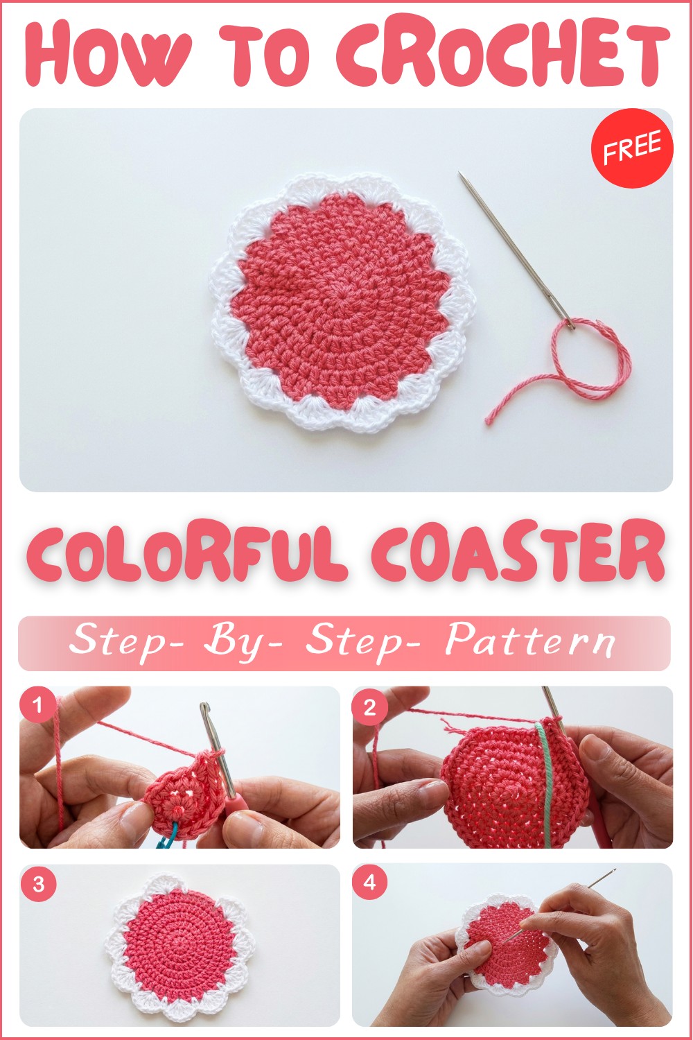 Colorful Crochet Coaster Patterns With Yarn Scraps 1