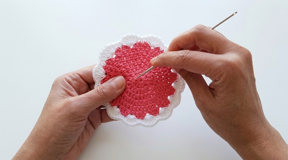 Colorful Crochet Coaster Patterns With Yarn Scraps 7