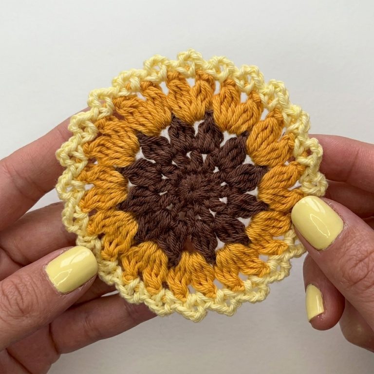 Colorful Crochet Coaster Patterns With Yarn Scraps 9
