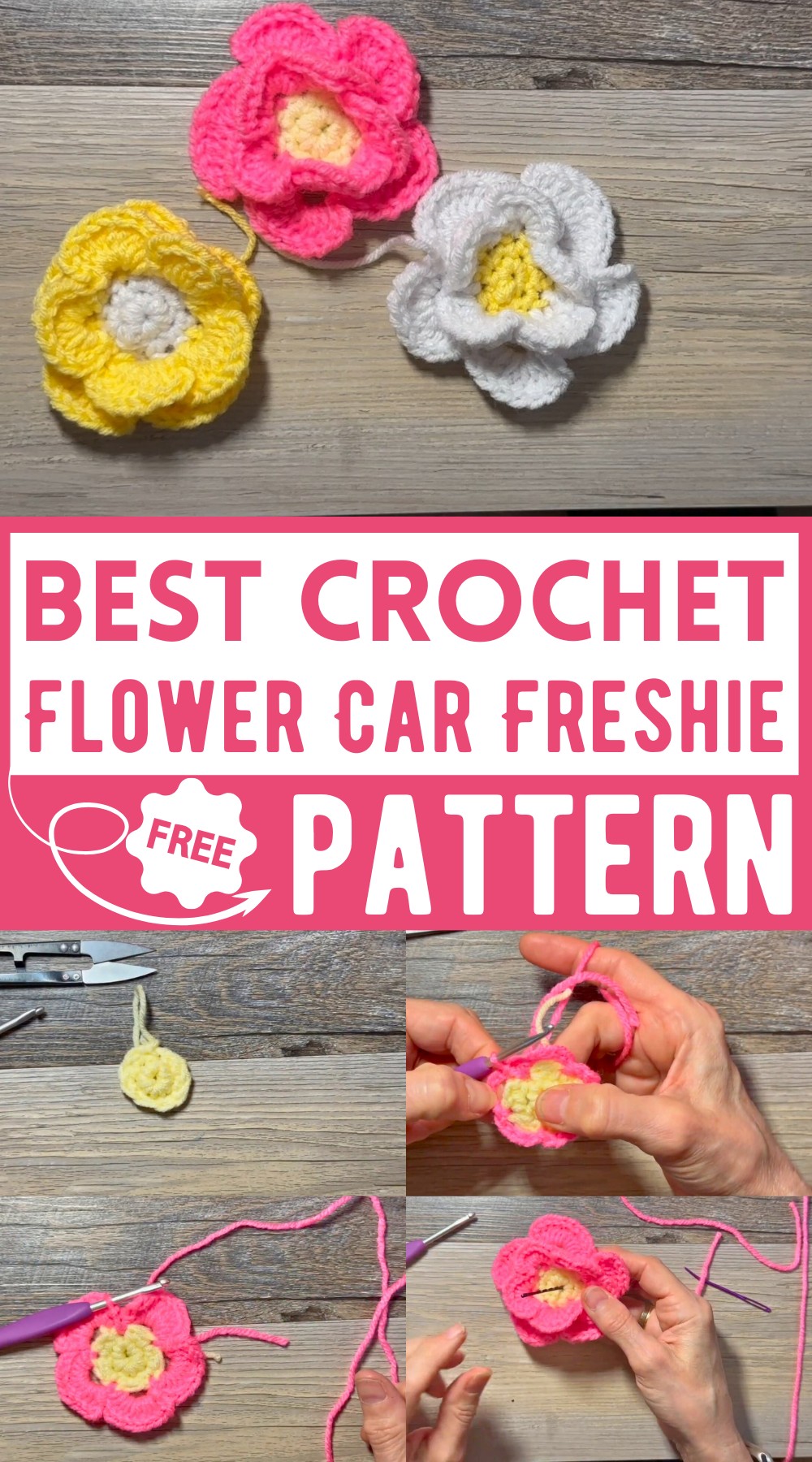 Crochet Flower Car Freshie