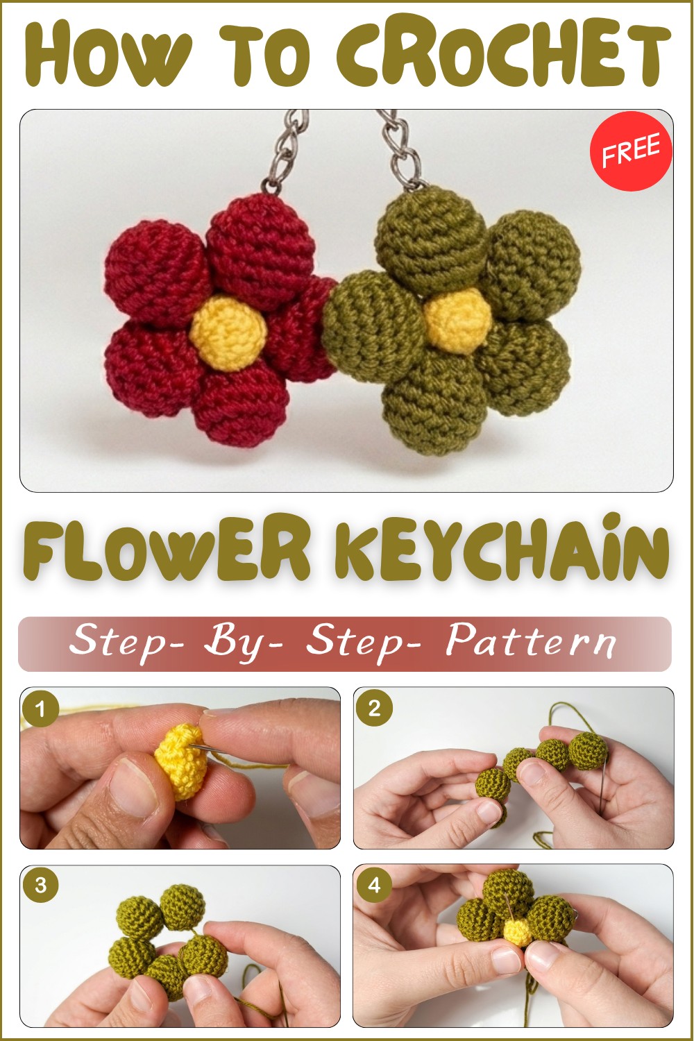 Crochet Flower Keychain Pattern For Mother’s Day Gifts 1