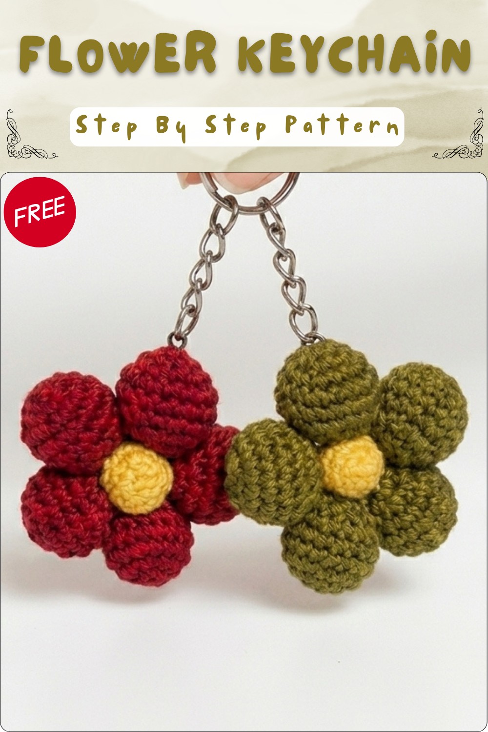 Crochet Flower Keychain Pattern For Mother’s Day Gifts 9