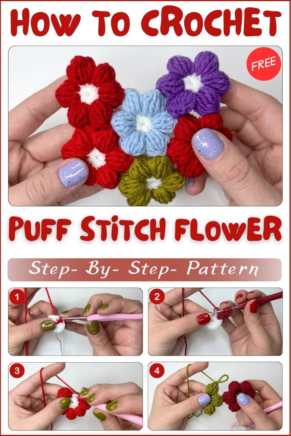 Crochet Flower Puff Stitch Pattern For Crochet Projects 1
