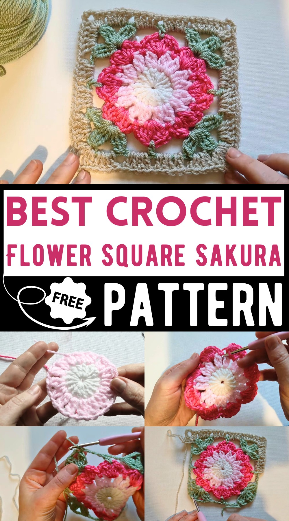Crochet Flower Square Sakura Pattern