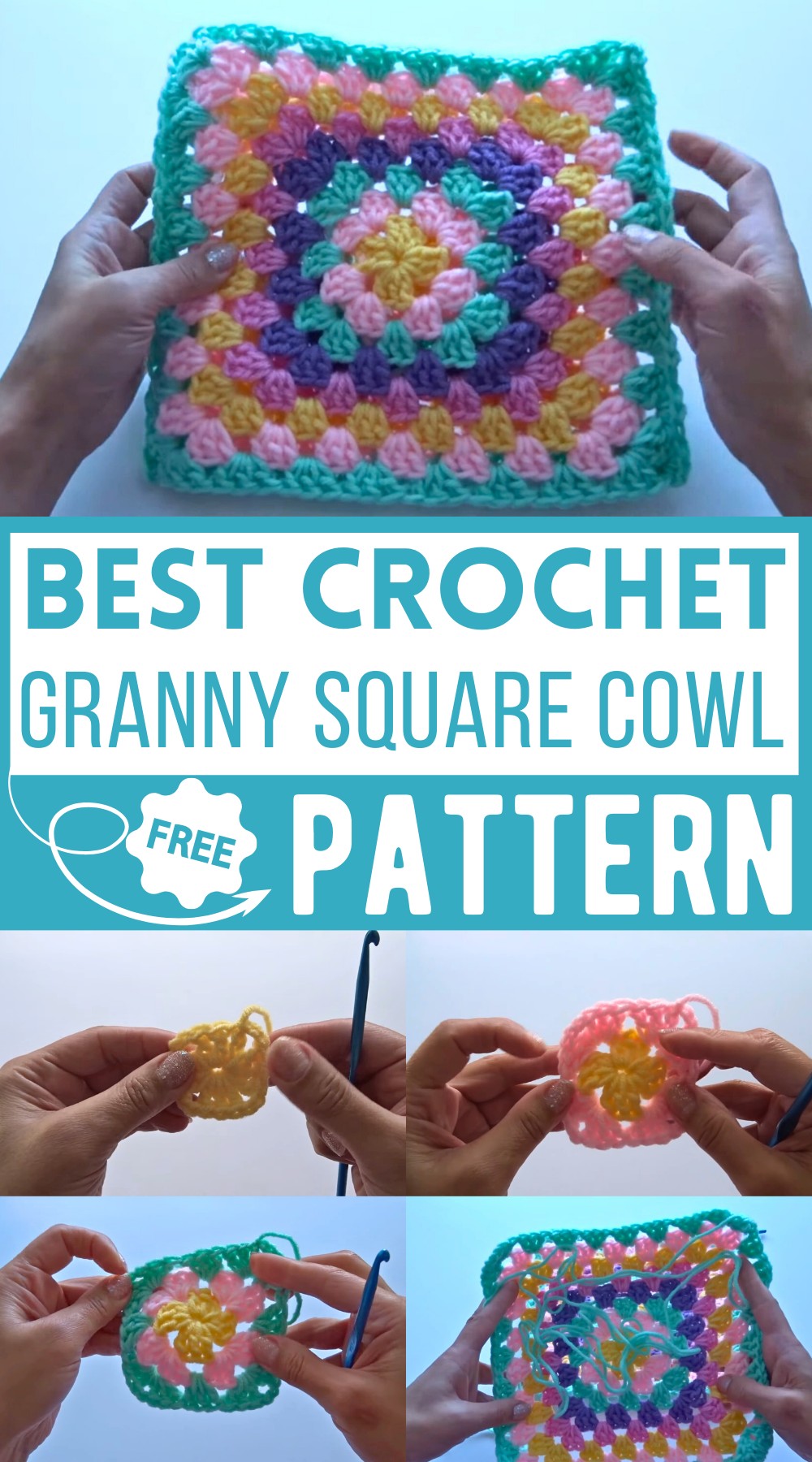 Crochet Granny Square Cowl