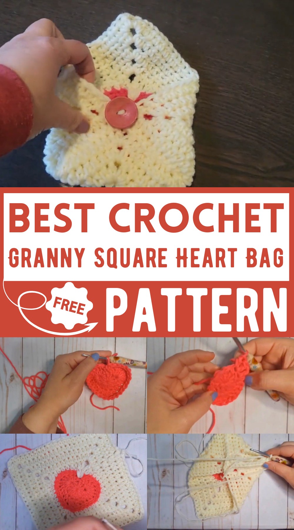Crochet Granny Square Heart Bag