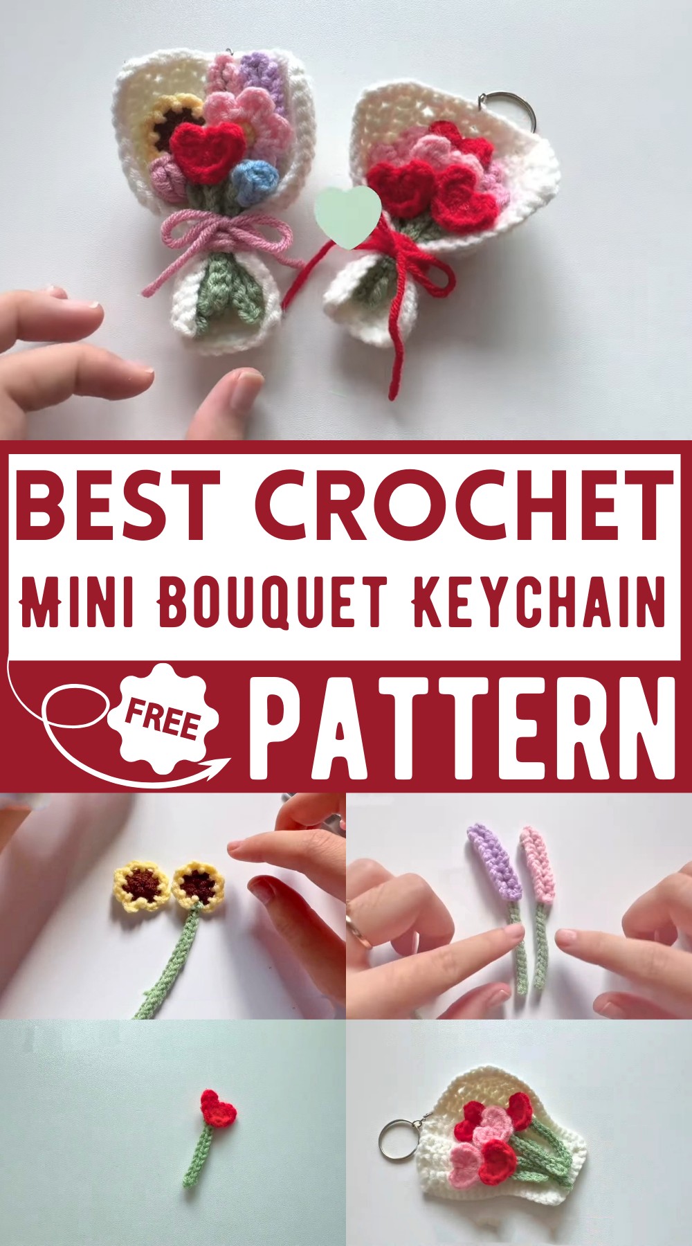 Crochet Mini Bouquet Keychain Tutorial