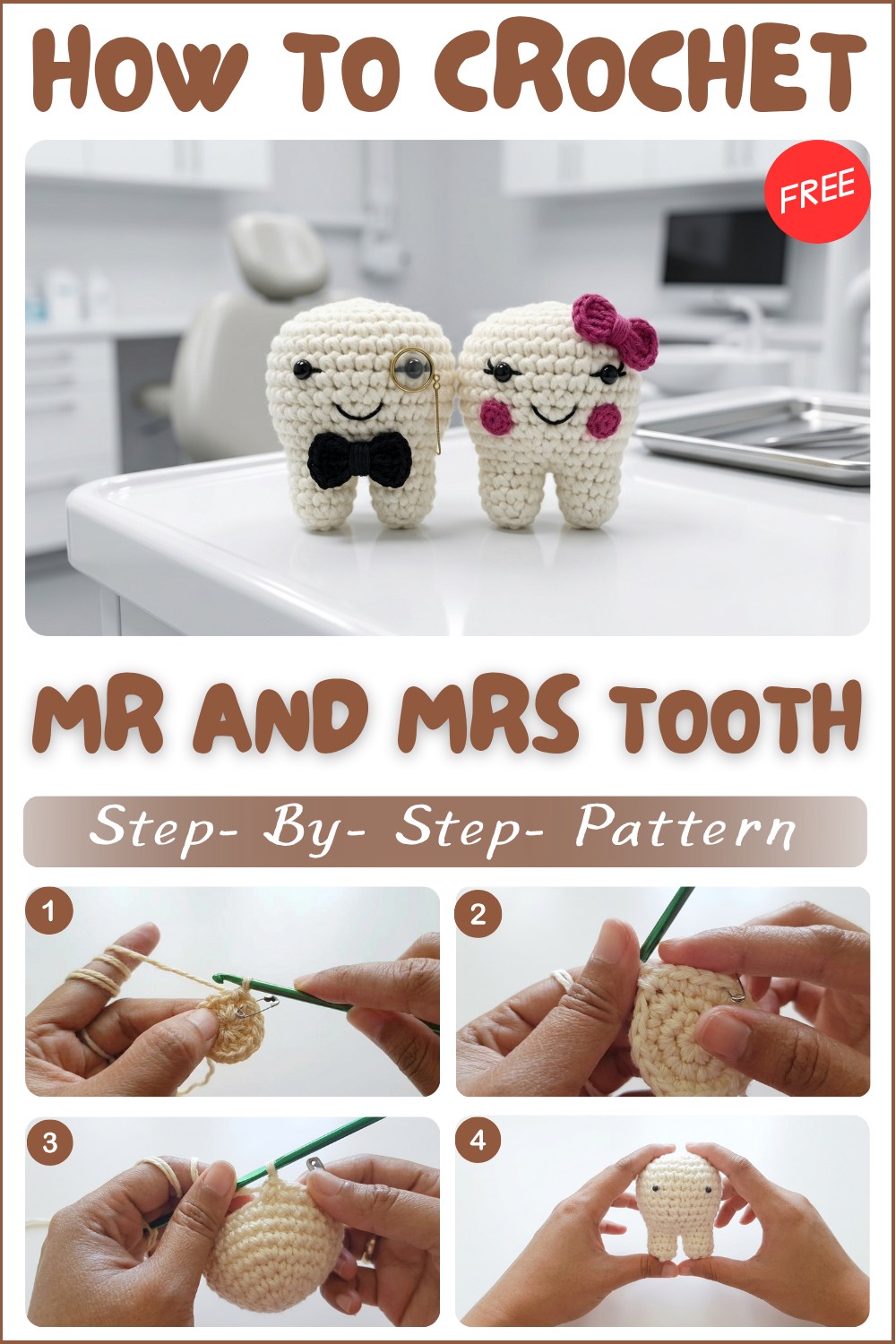 Crochet Mr And Mrs Tooth Amigurumi Pattern To Gift Dentists 1